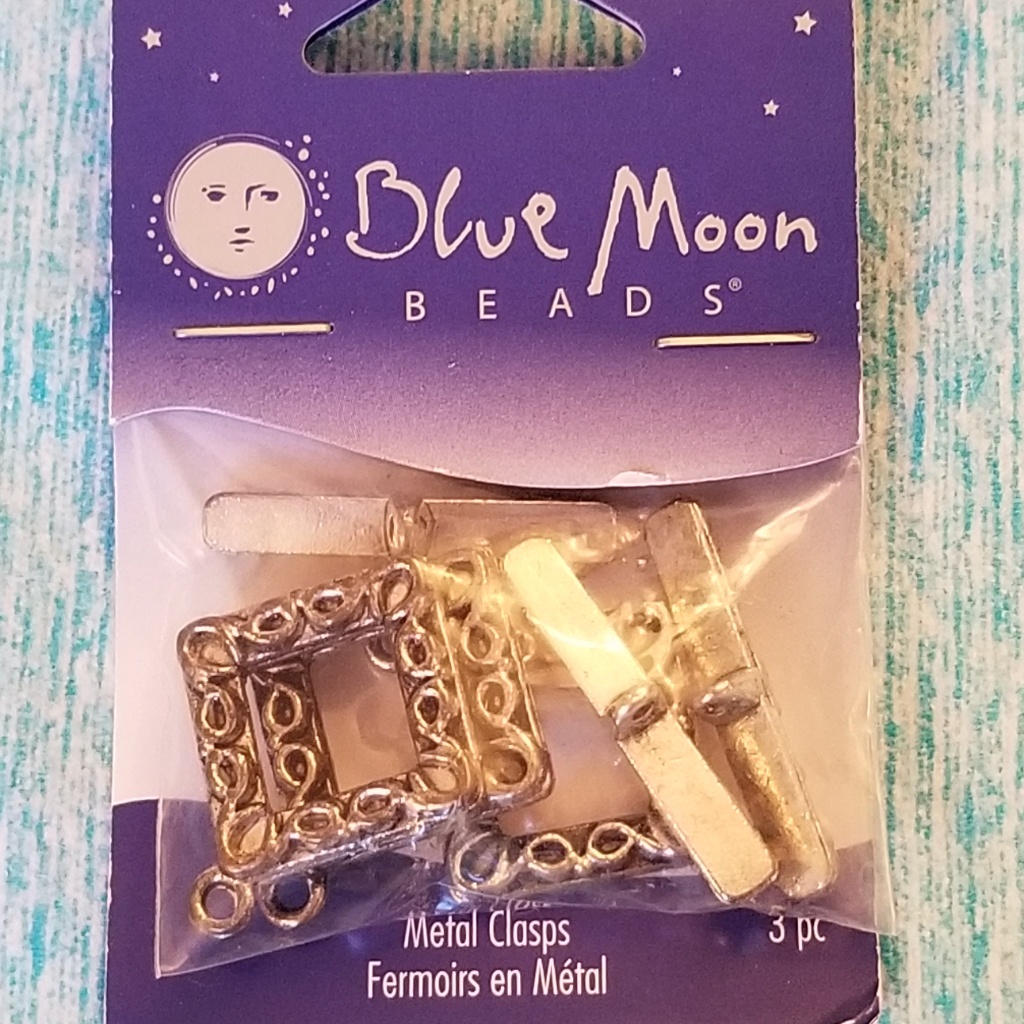 Nip Blue Moon 3pk Metal Toggle Clasp Square